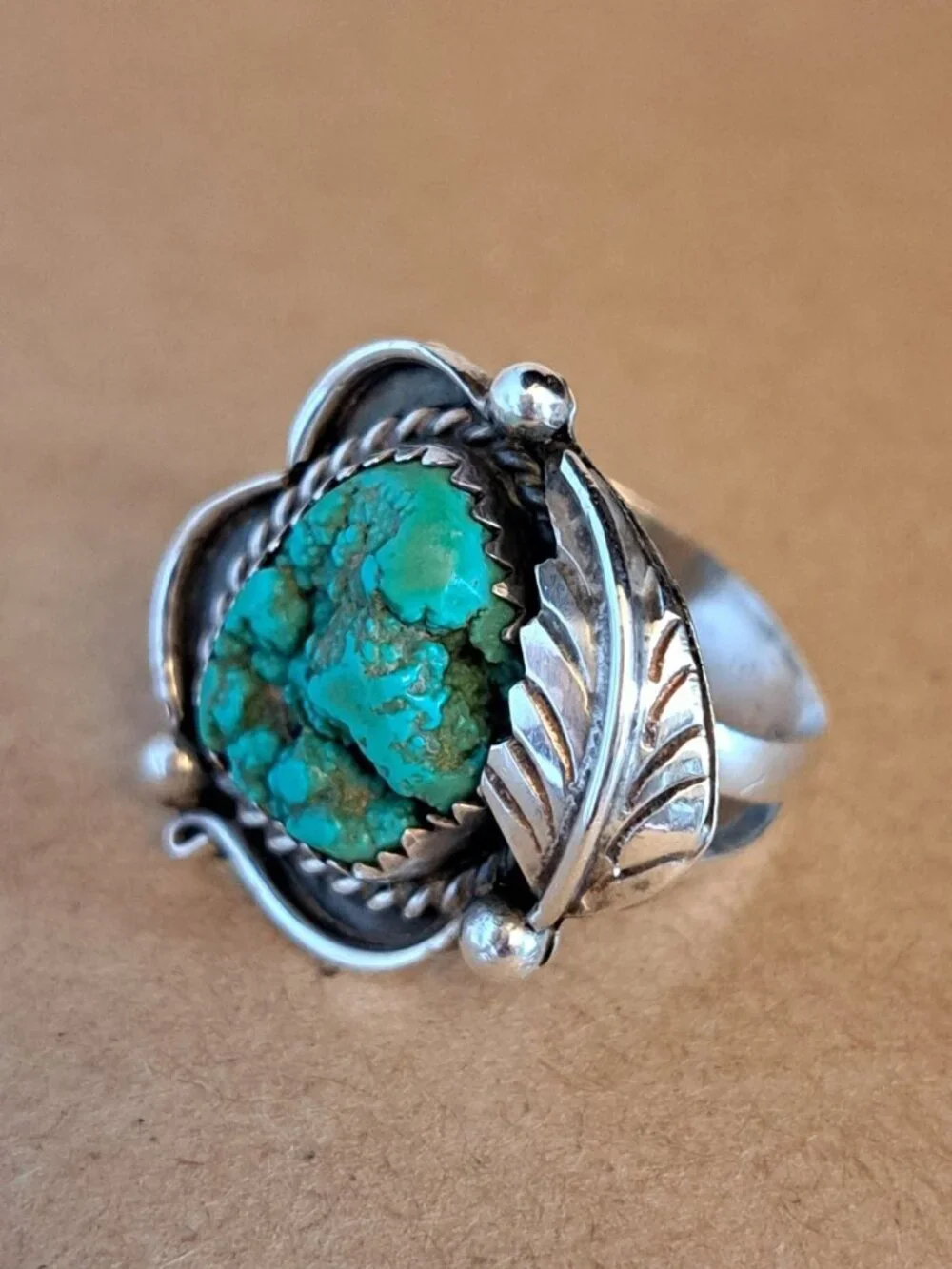 Vintage Navajo Signed Susie Benally Sterling Silver 925 Turquoise Ring Size 6.25
